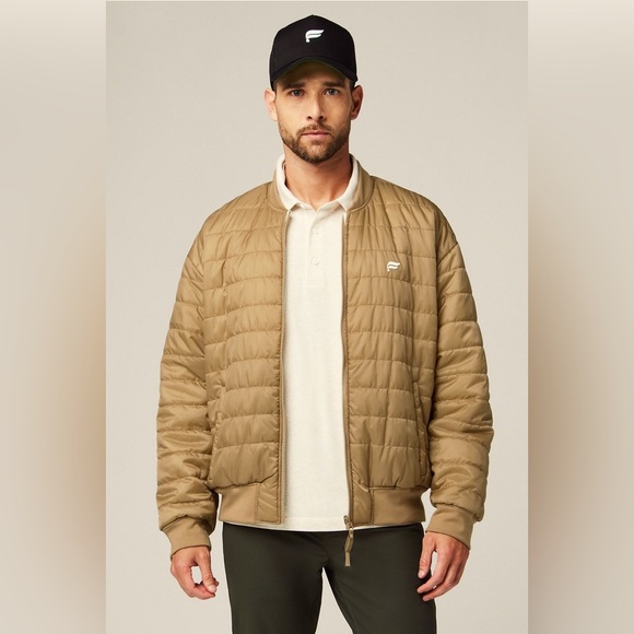 Fabletics NWT The Essential Reversible Fabletics Bomber Jacket Tan/White Medium - Picture 5 of 16